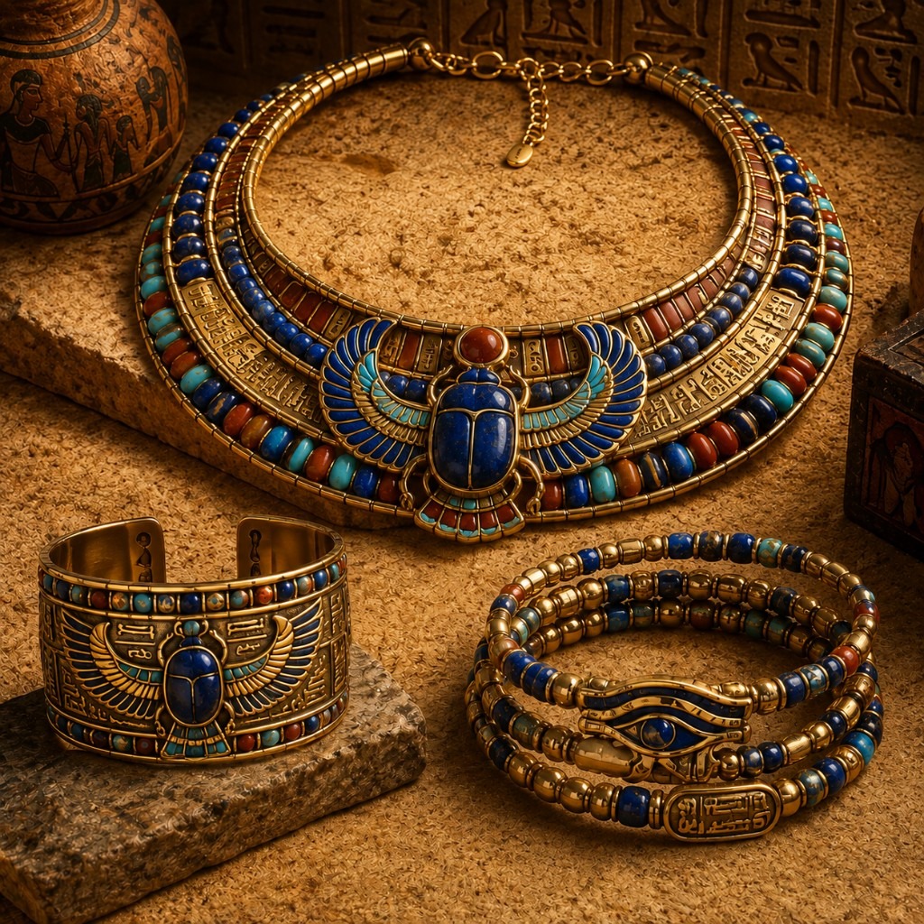 Winged Scarab Jewelry Set